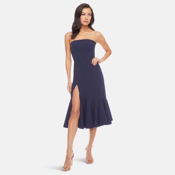 Dress The Population Women’s Madison Strapless Midi Dress with Slit Size Small - Picture 1 of 6